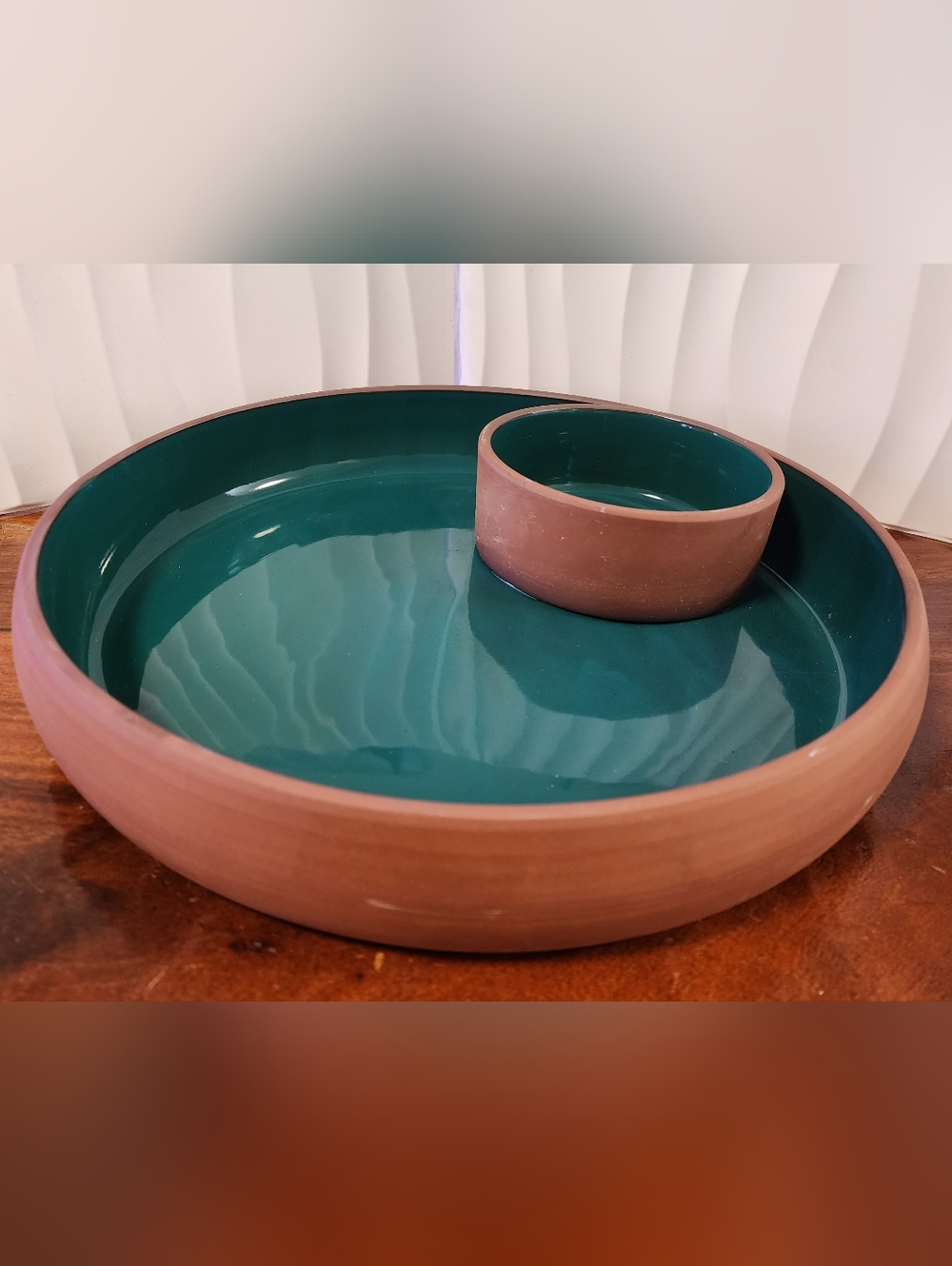 Vintage Terra Cotta Chip and Dip Serving Platter